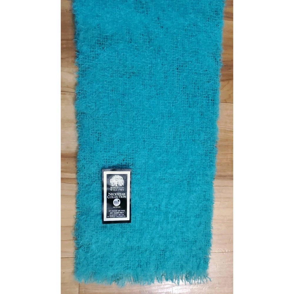 Whitley Willows Neckwear 62% Mohair 38% Wool Scarf Shawl Turquoise Blue - Picture 7 of 9